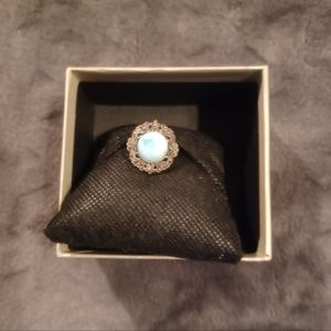 Larimar & Marcasite ring. Blue marbled. Size 7.
